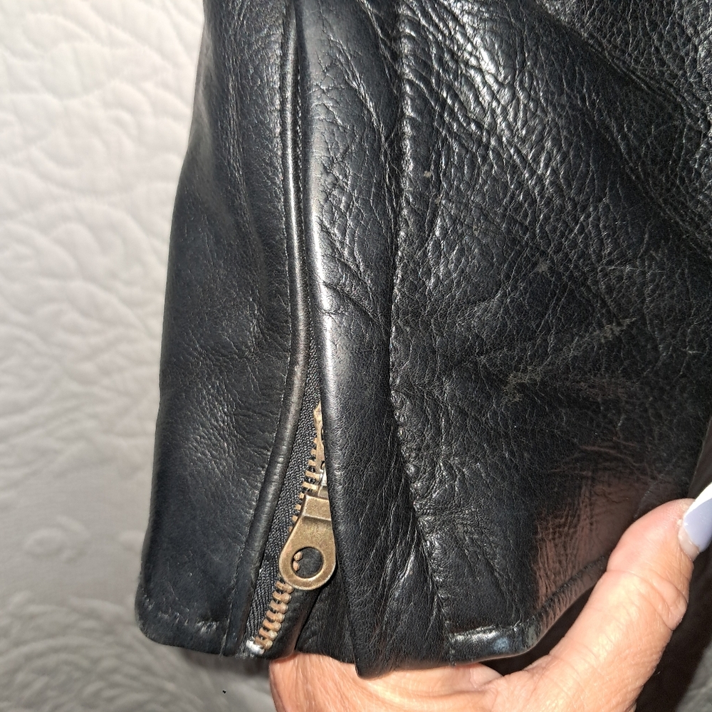 Moda Martani Lux Heavy Black Leather Motorcycle Style Jacket Unisex Large - Picture 3 of 11